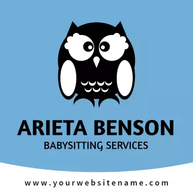 Playful Owl Design for Babysitting Services Business Card Template