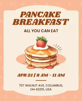Playful Pancake Breakfast Event Invitation Poster Template