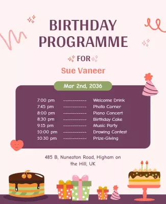 Playful Pastel Birthday Celebration Programme Poster Template