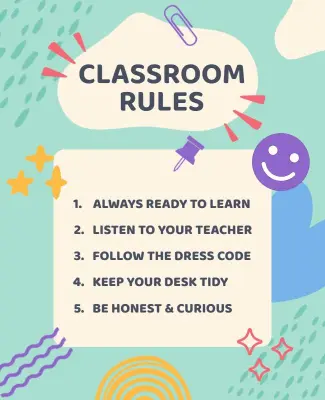 Playful Pastel Classroom Guidelines Learning Poster Template