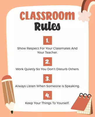 Playful Pastel Classroom Rules Instructional Poster Template