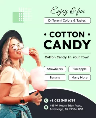 Playful Pastel Cotton Candy Flavors Festival Poster Template