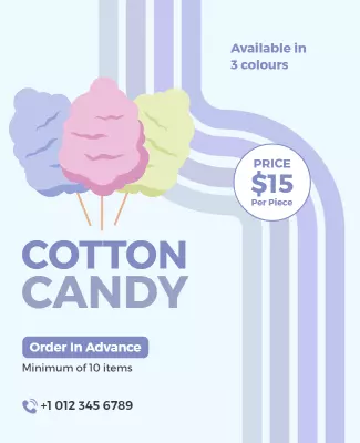 Playful Pastel Cotton Candy Order Form Poster Template