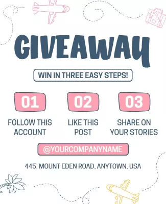 Playful Pastel Giveaway Announcement Easy Steps Poster Template
