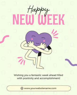 Playful Pastel Heart-Themed New Week Motivation Poster Template