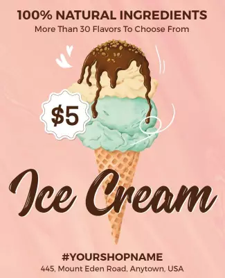 Playful Pastel Ice Cream Flavors Shop Poster Template