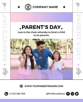 Playful Pastel Parent's Day Family Celebration Poster Template