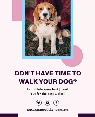 Playful Pet Care Service for Dog Walking Poster Template