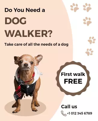 Playful Pet Care Services Dog Walker Advertisement Poster Template