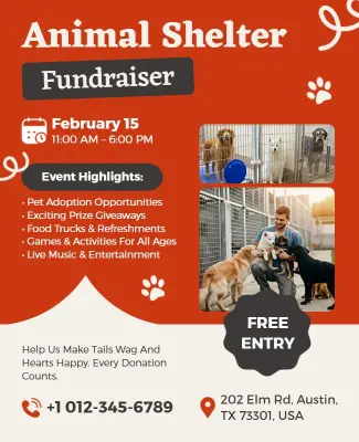 Playful Pet-Themed Community Fundraiser Event Flyer Template