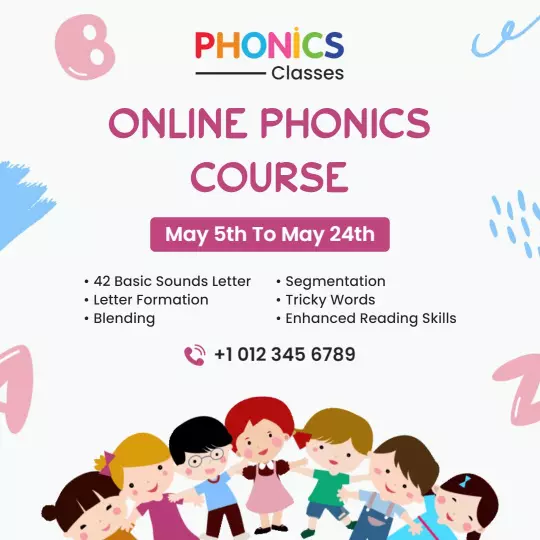 Playful Phonics Course for Kids with Fun Characters Ad Template