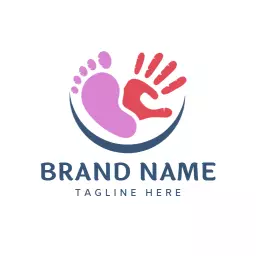 Playful Pink and Blue Baby Care Services Business Logo Template