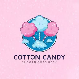Playful Pink and Blue Cotton Candy Delight Logo Template