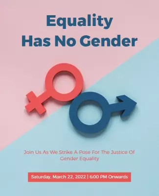 Playful Pink and Blue Gender Equality Awareness Poster Template