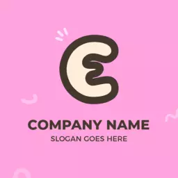Playful Pink and Cream E Letter Design for Branding Logo Template