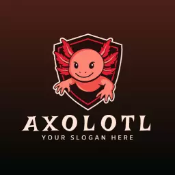Playful Pink Axolotl Character with Shield Design Logo Template