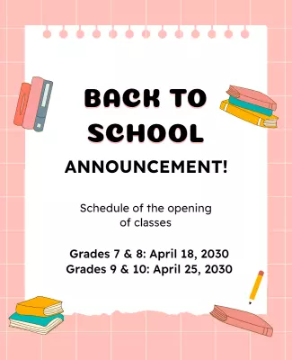 Playful Pink Back to School Announcement Poster Template