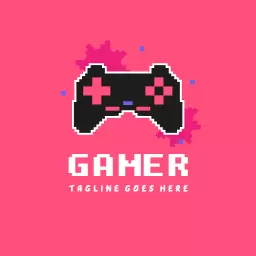 Playful Pink Background with Retro Gaming Controller Logo Template