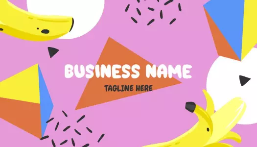 Playful Pink Banana Geometric Funky Business Card Template