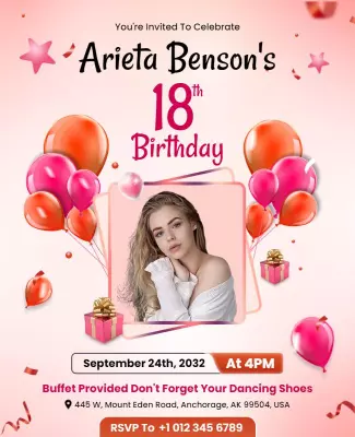 Playful Pink Birthday Celebration Invitation Poster Template