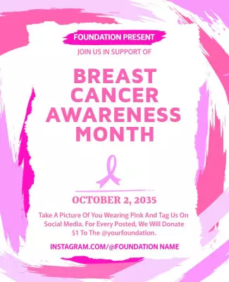 Playful Pink Breast Cancer Awareness Month Fundraiser Poster Template