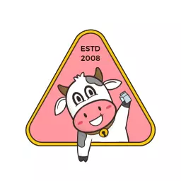 Playful Pink Cow Design Celebrating Retro Dairy Brand Logo Template