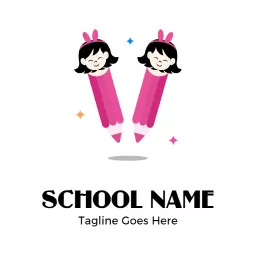 Playful Pink Crayon Design Encouraging Learning in School Logo Template
