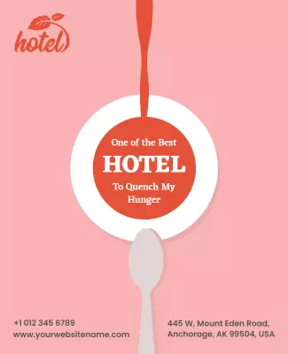 Playful Pink Food Theme Hotel Dining Experience Poster Template