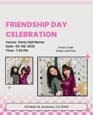 Playful Pink Friendship Day Celebration Poster Template