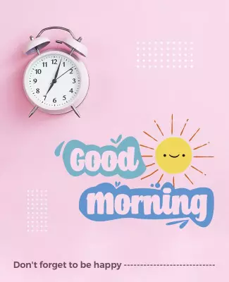 Playful Pink Good Morning Reminder Poster Template