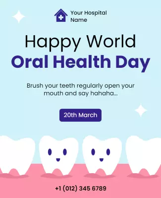Playful Pink Happy World Oral Health Day Poster Template