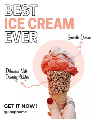 Playful Pink Ice Cream Treat Promotion Poster Template