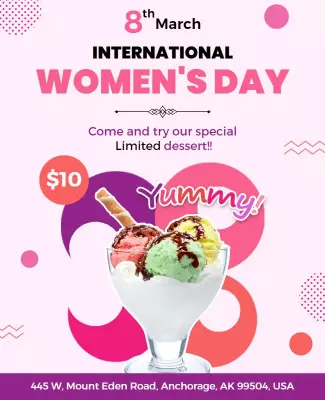 Playful Pink International Women's Day Dessert Special Poster Template
