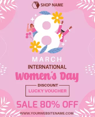 Playful Pink International Women's Day Sale Poster Template
