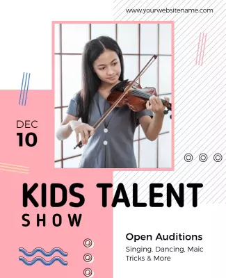 Playful Pink Kids Talent Show Auditions Poster Template