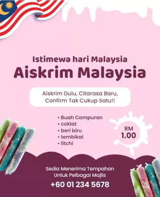 Playful Pink Malaysia Ice Cream Festival Poster Template