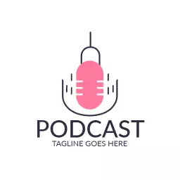 Playful Pink Microphone Symbolizing Engaging Podcast Logo Template