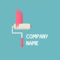 Playful Pink Paint Roller Design for Cartoon Services Logo Template