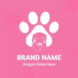 Playful Pink Paw Print Illustrating Dog Care Logo Template