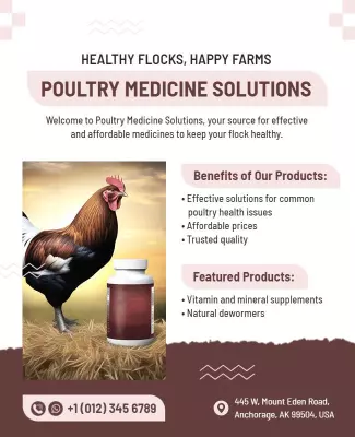 Playful Pink Poultry Medicine Solutions Promotion Poster Template