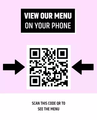 Playful Pink QR Code Menu Access Poster Template