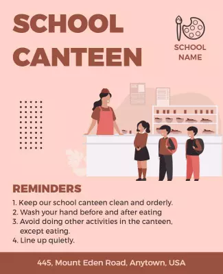 Playful Pink School Canteen Safety Reminder Poster Template