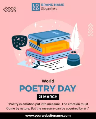 Playful Pink World Poetry Day Celebration Poster Template