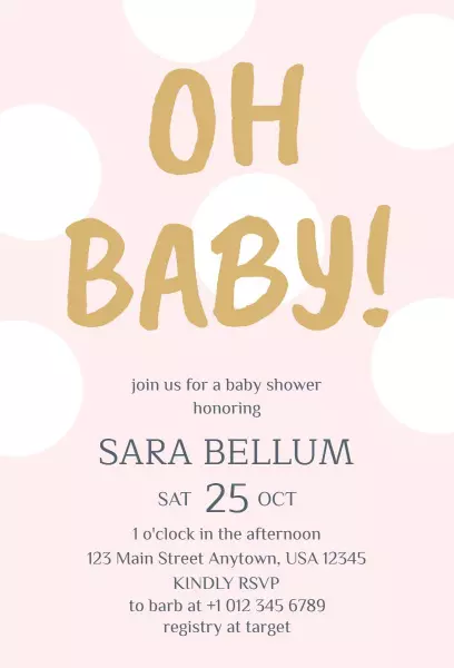 Playful Polka Dot Oh Baby Shower Celebration Invitation Template