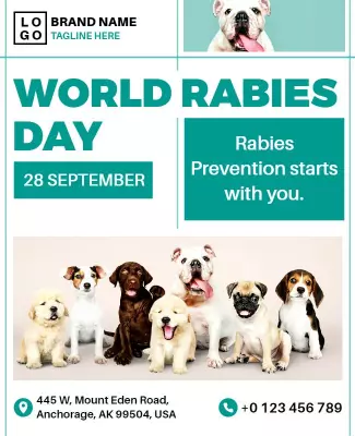 Playful Puppies World Rabies Day Awareness Poster Template