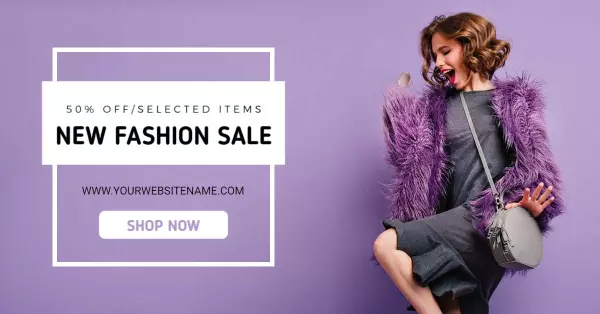 Playful Purple Background with Trendy New Fashion Sale Banner Template
