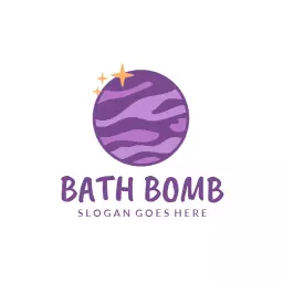 Playful Purple Bath Bomb Design for Relaxing Bathroom Logo Template