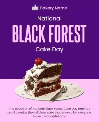 Playful Purple Black Forest Cake Day Celebration Poster Template