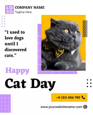 Playful Purple Cat Day Celebration Poster Template
