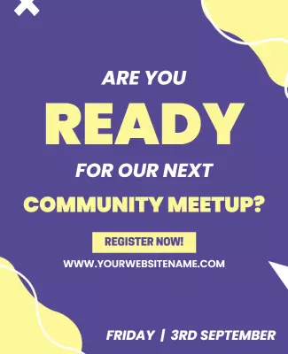 Playful Purple Community Meetup Invitation Poster Template